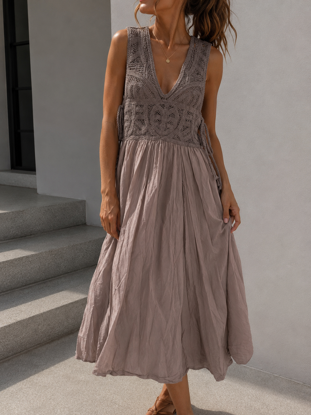 SOMMER HÄKELKLEID - taupe