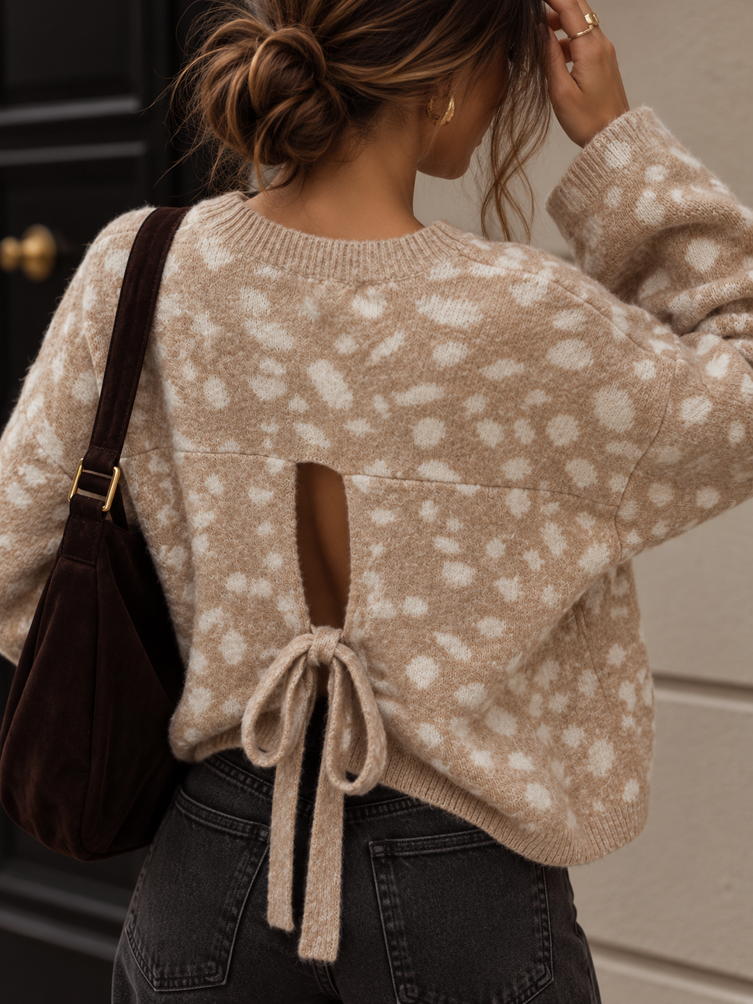 PULLOVER BAMB mit Schleife - Braun