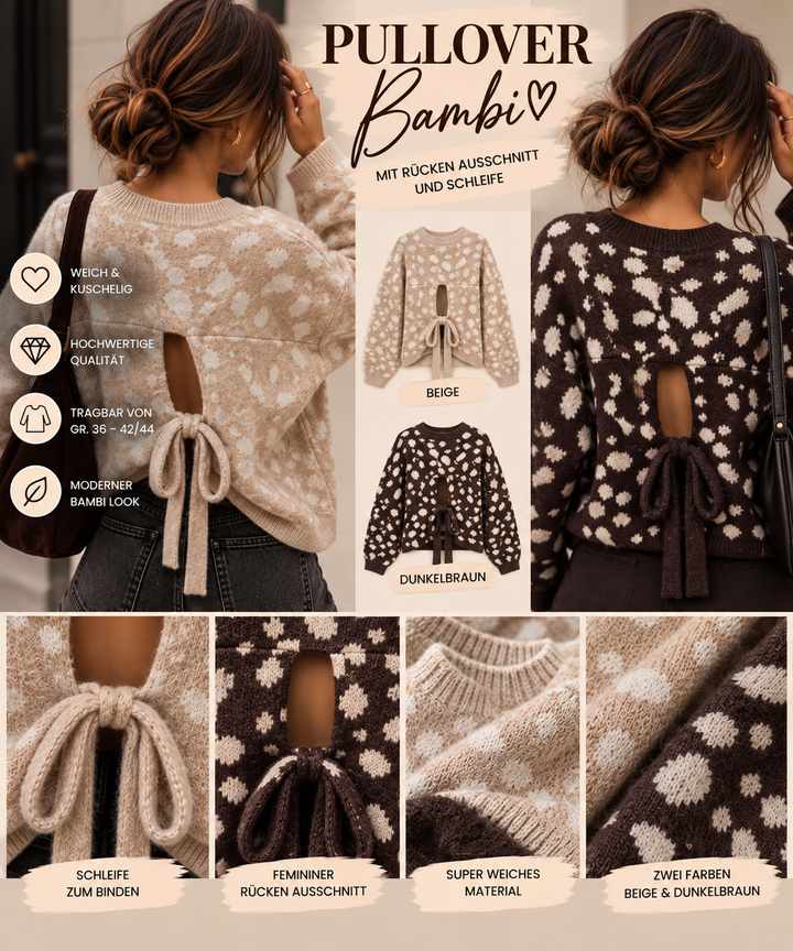 PULLOVER BAMB mit Schleife - Braun