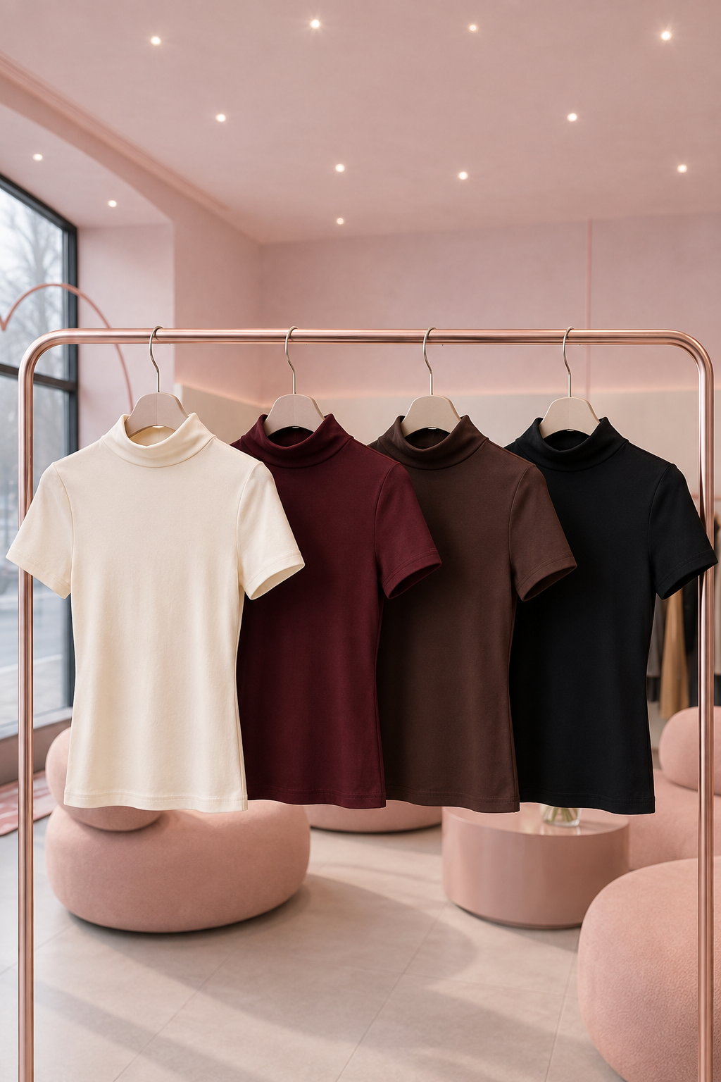 T-SHIRT mit Stehkragen - Versch. Farben