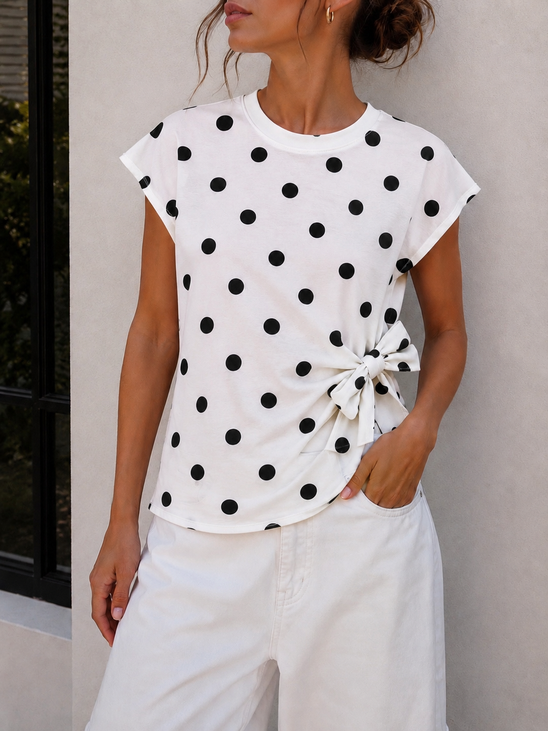 PUNKTE T-SHIRT mit Schleife - versch. Farben