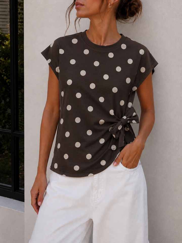PUNKTE T-SHIRT mit Schleife - versch. Farben