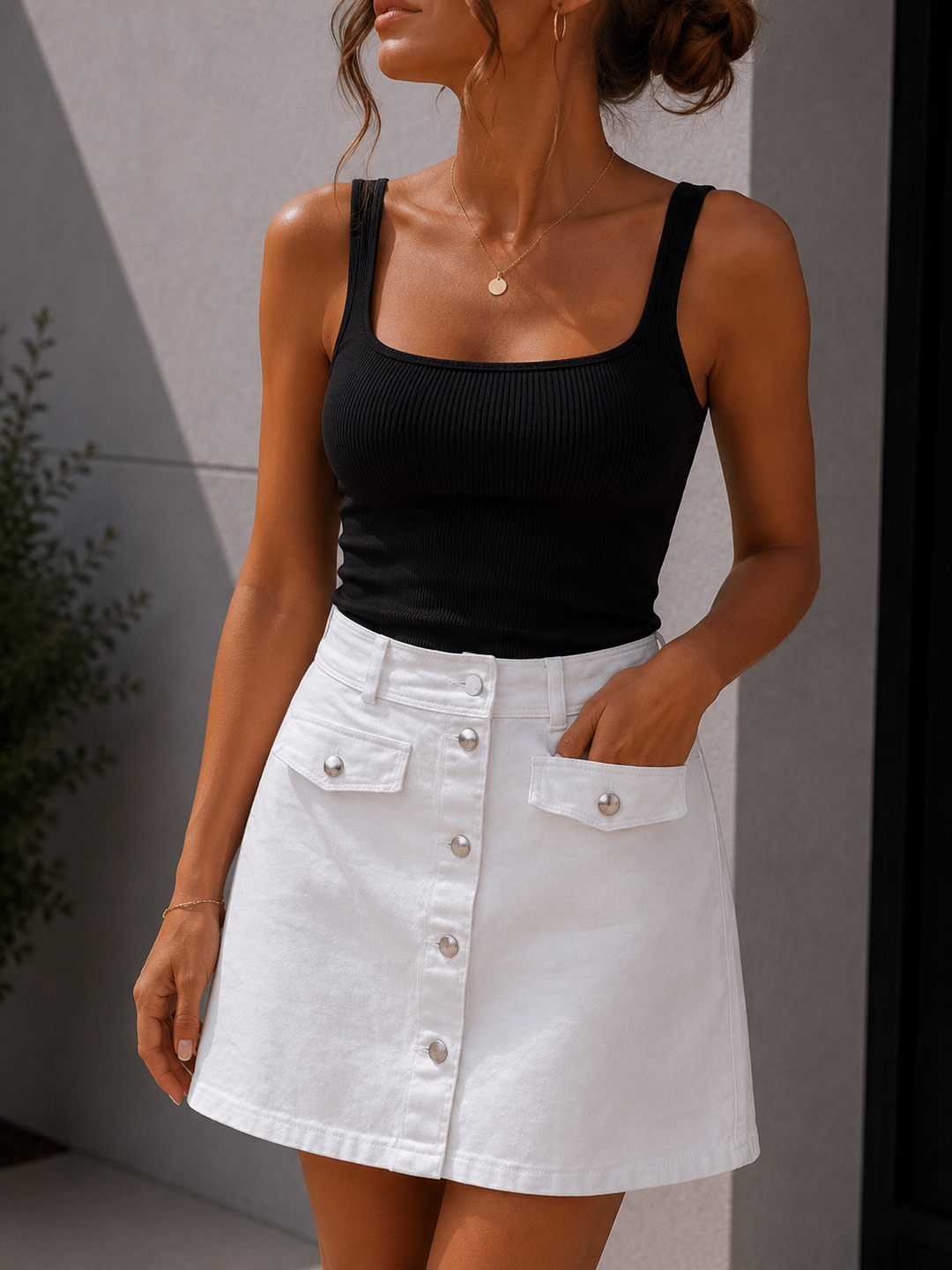 JEANSROCK mit Knöpfen - weiß