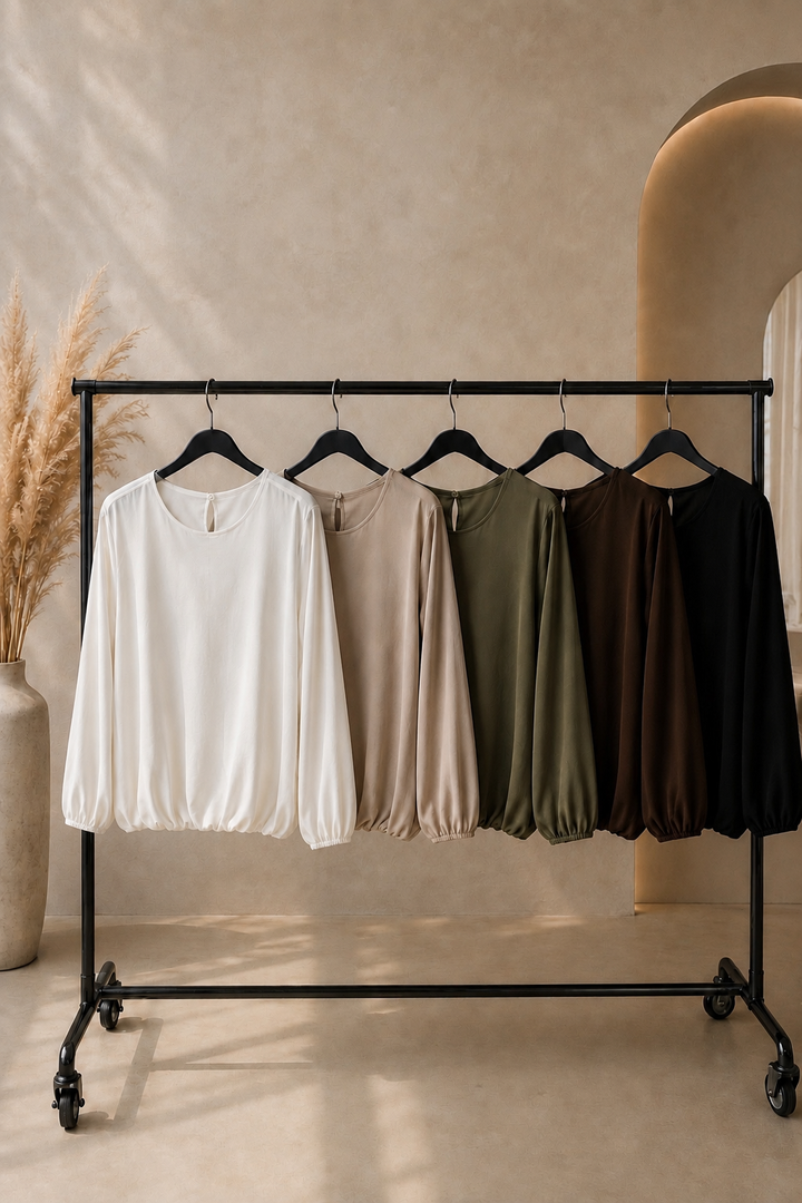 LANGARM SHIRT mit Raffung - Versch. Farben