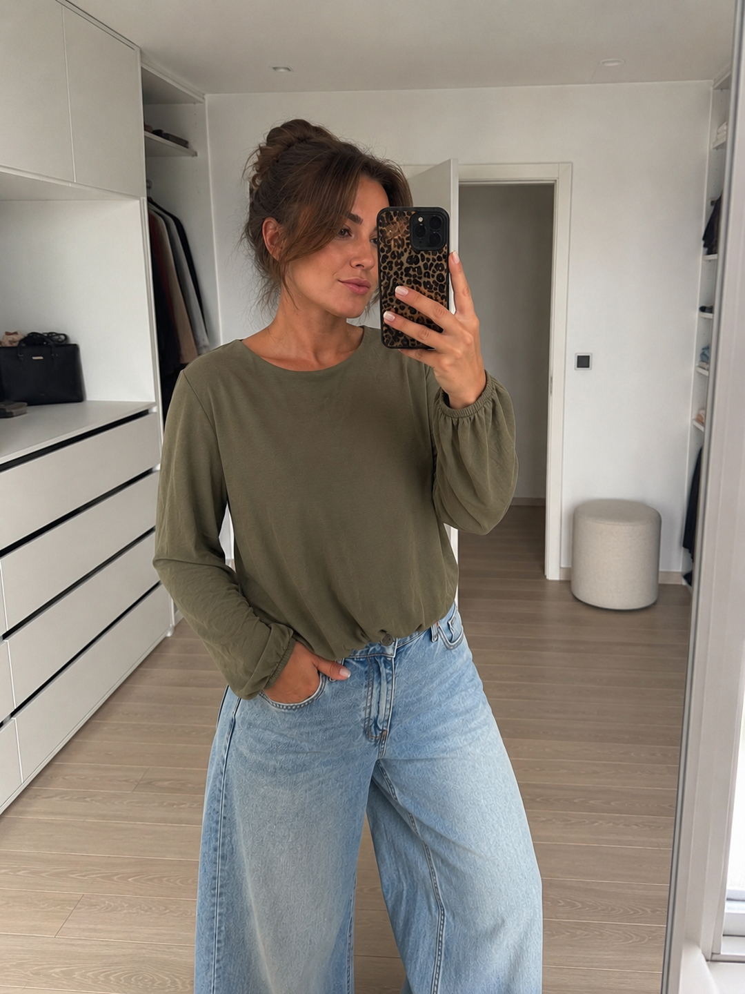 LANGARM SHIRT mit Raffung - Versch. Farben