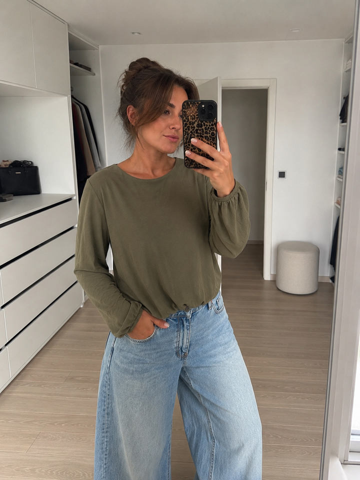 LANGARM SHIRT mit Raffung - Versch. Farben