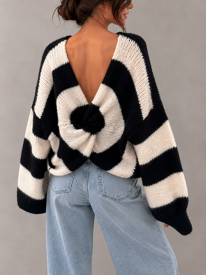 STREIFEN KNOTEN STRICKPULLOVER - versch. Farben