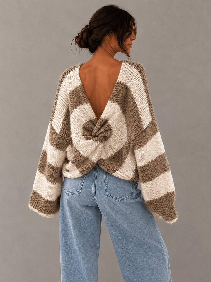 STREIFEN KNOTEN STRICKPULLOVER - versch. Farben