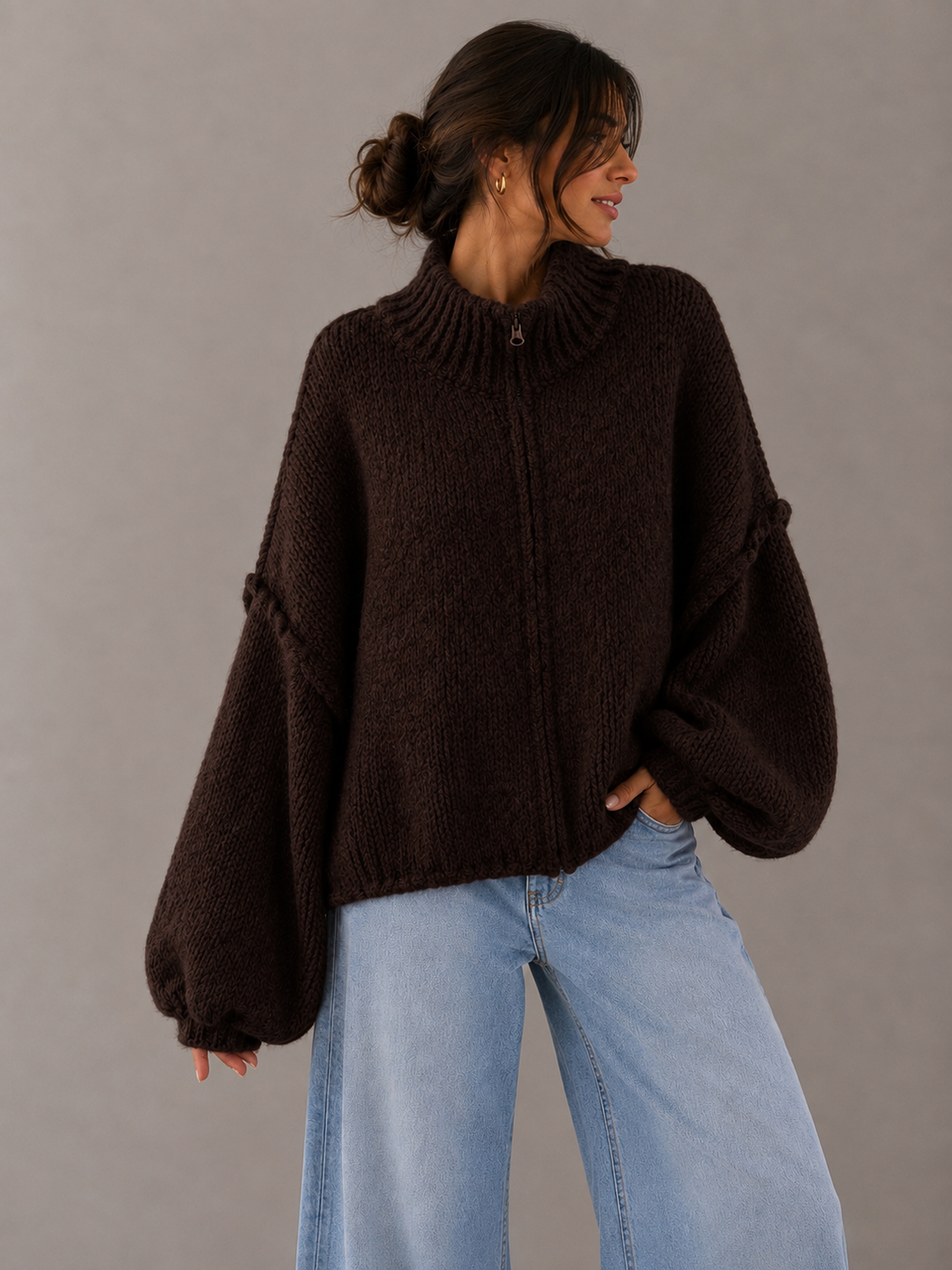 STRICKJACKE MAIRA mit Reißverschluss - versch. Farben