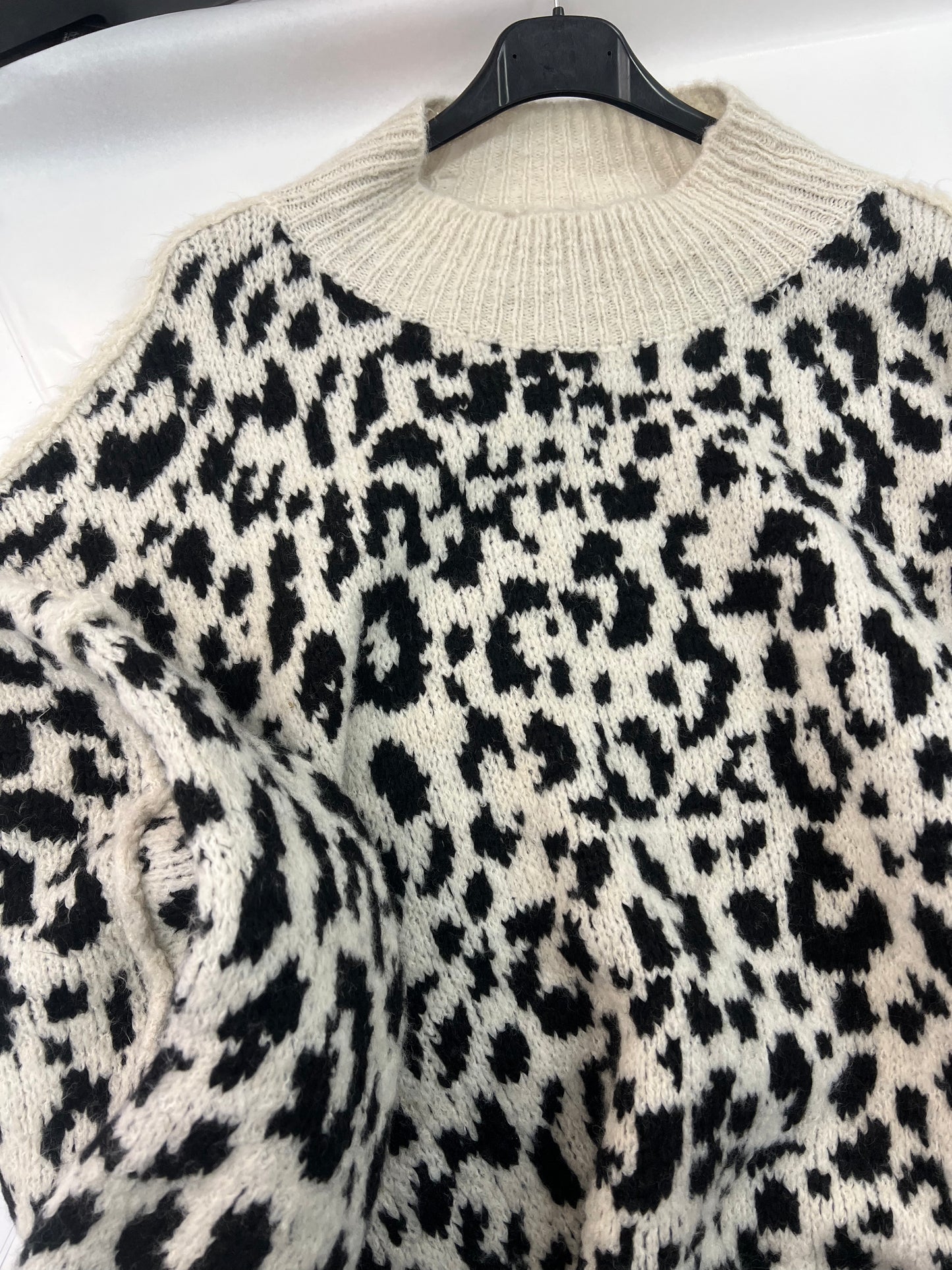 B WARE OVERSIZE LEO STRICKPULLOVER - beige/schwarz