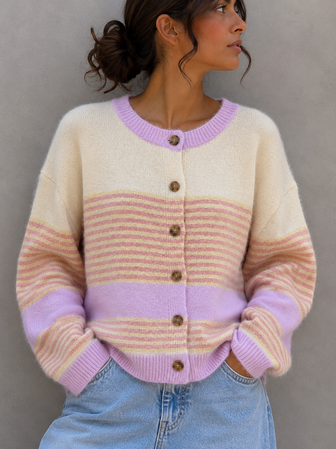 STREIFEN STRICKJACKE CANDY - versch. Farben