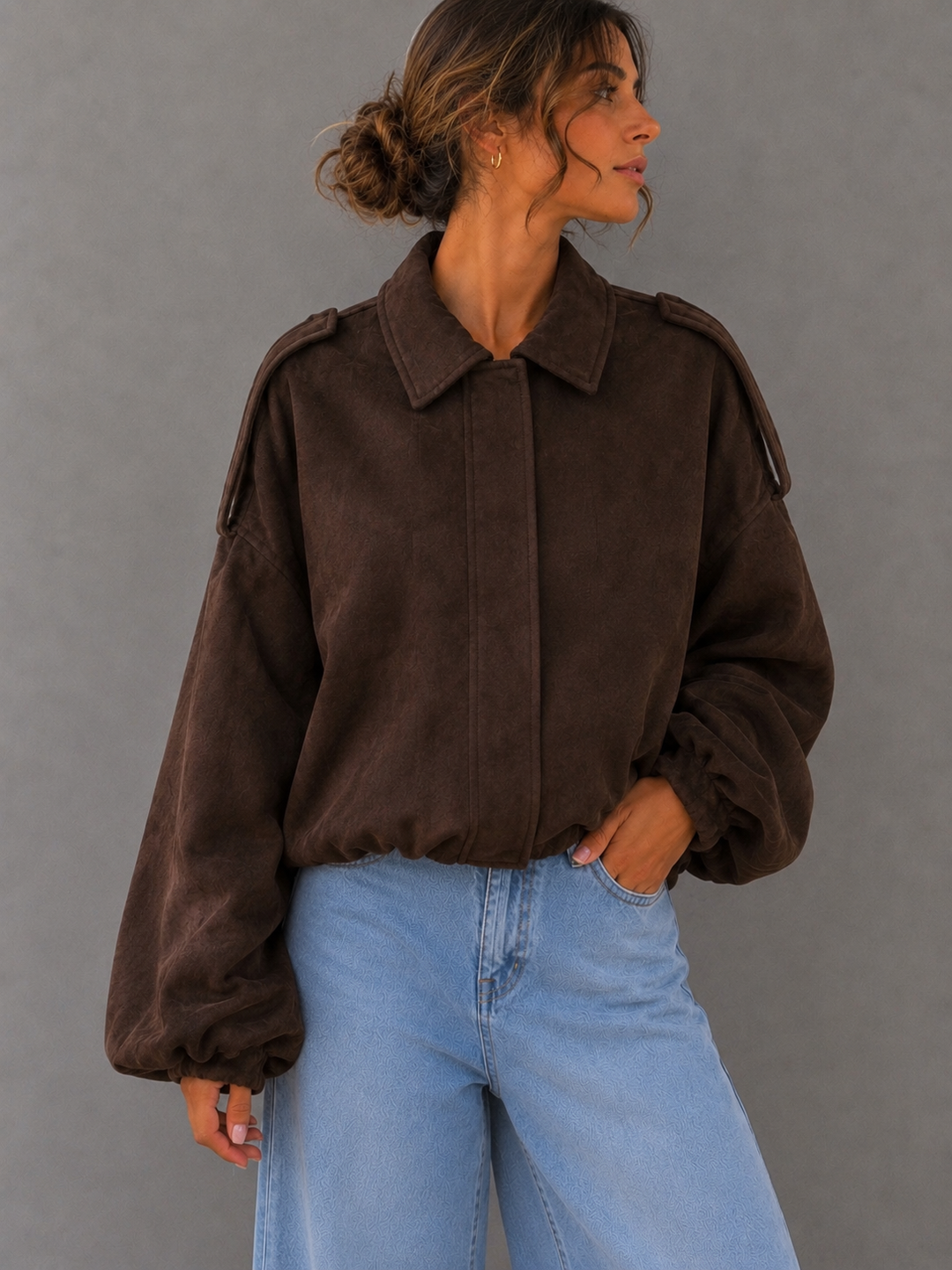 WILDLEDEROPTIK BALLON JACKE - Braun