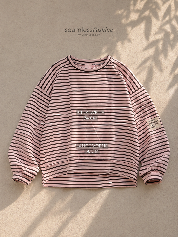 STREIFEN SWEATSHIRT LIFE ISN‘T PERFECT - rosa