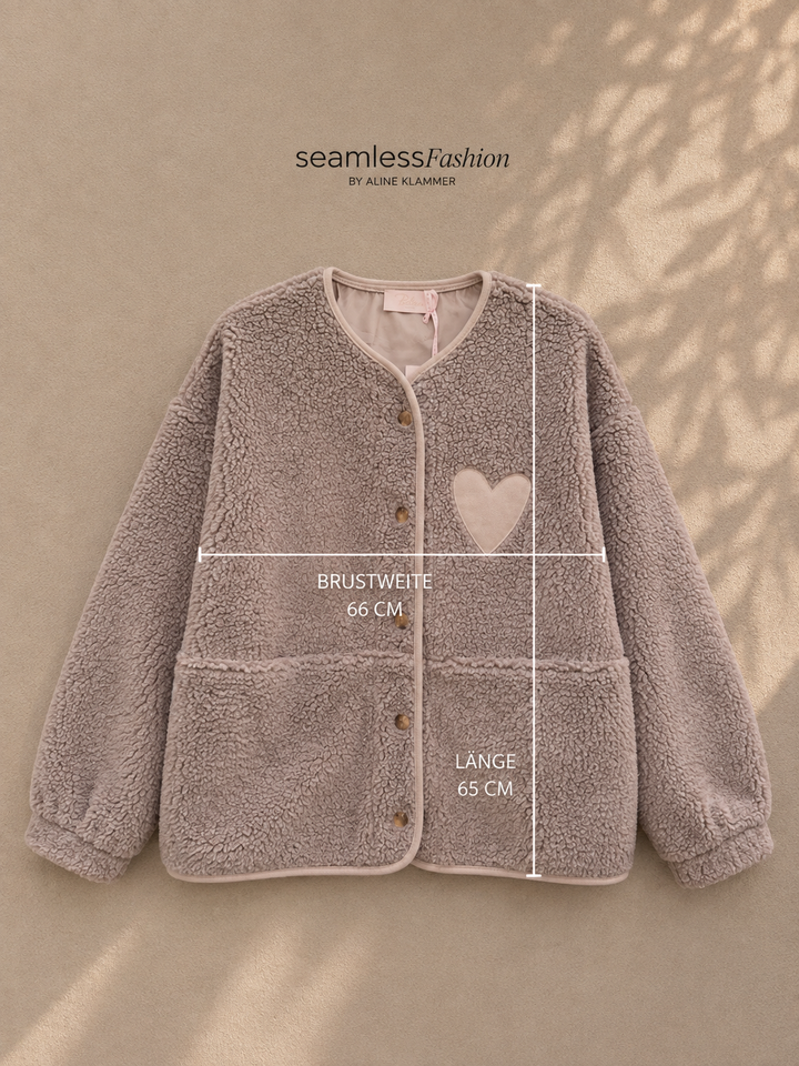 TEDDY JACKE mit Herz - Taupe
