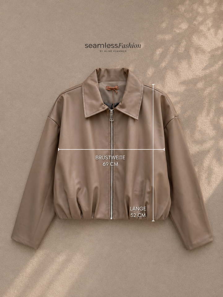 LEDEROPTIK JACKE  mit Raffung - versch. Farben