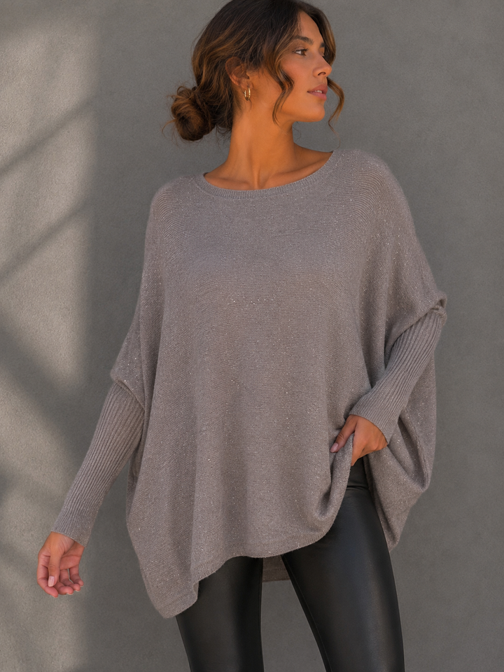 OVERSIZE BASIC PULLOVER mit Glitzer - versch. Farben