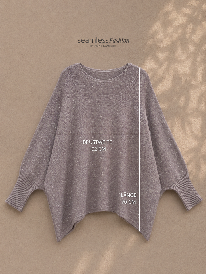 OVERSIZE BASIC PULLOVER mit Glitzer - versch. Farben