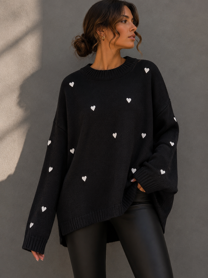 LOCKERER HERZ STRICKPULLOVER - versch. Farben