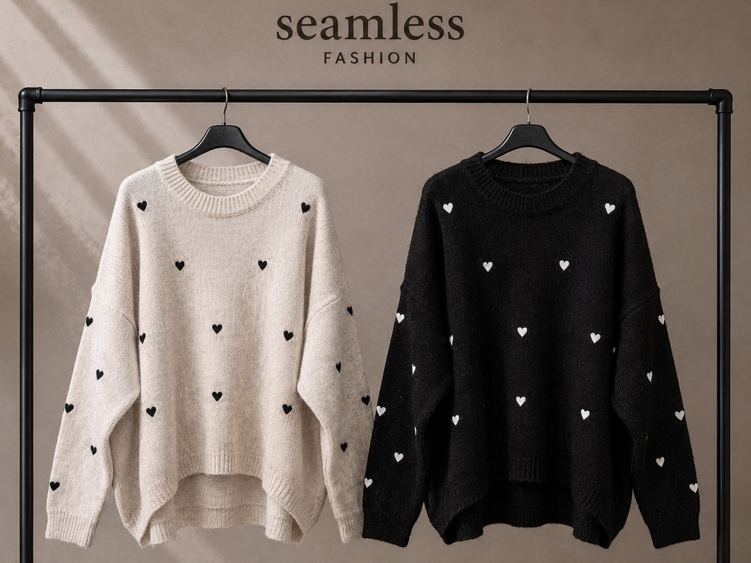LOCKERER HERZ STRICKPULLOVER - versch. Farben