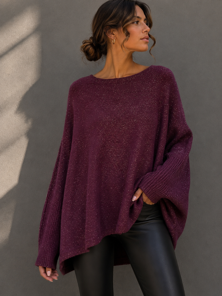 OVERSIZE BASIC PULLOVER mit Glitzer - versch. Farben
