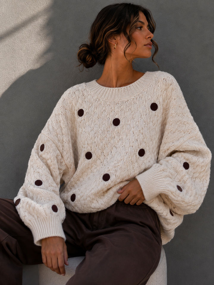 PUNKTE CHUNKY STRICKPULLOVER - beige
