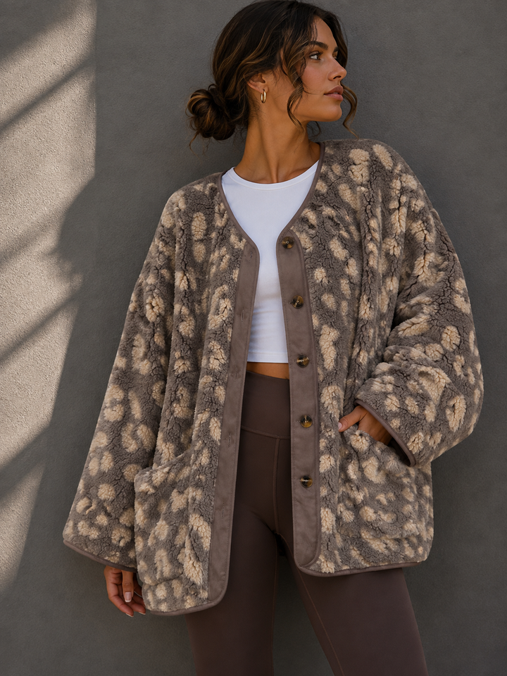 ULTRA LEO OVERSIZE TEDDY JACKE - Taupe