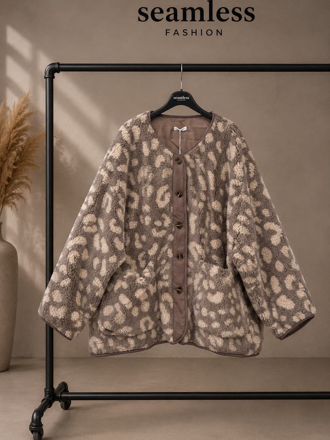 ULTRA LEO OVERSIZE TEDDY JACKE - Taupe