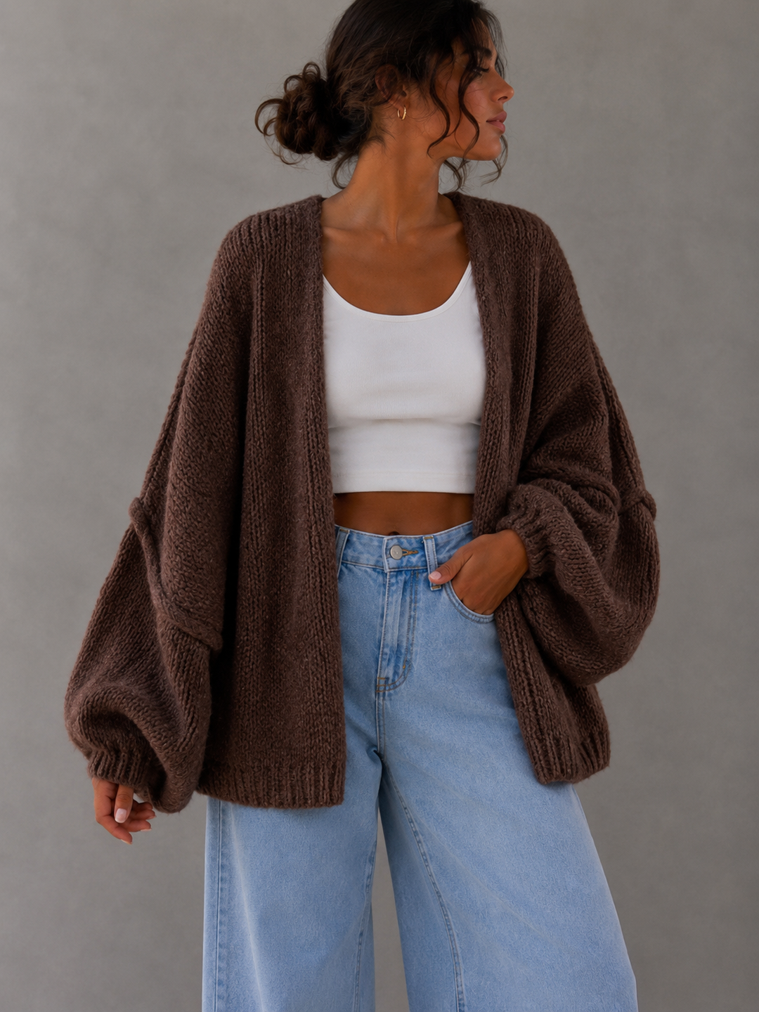 OVERSIZE STRICKJACKE MELLO- versch. Farben