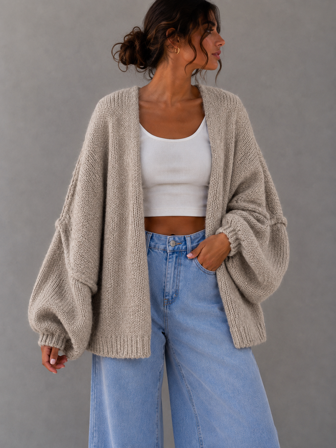 OVERSIZE STRICKJACKE MELLO- versch. Farben