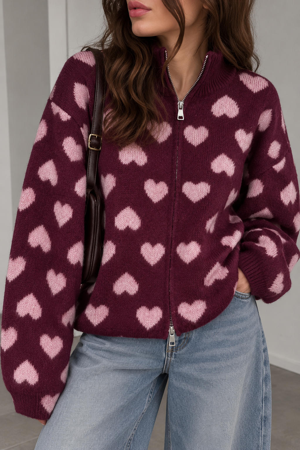 STRICKJACKE mit Herzen - Versch. Farben