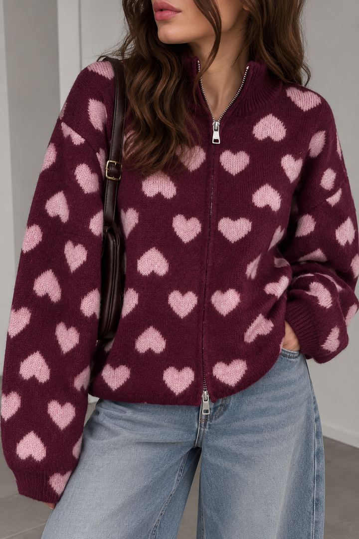 STRICKJACKE mit Herzen - Versch. Farben