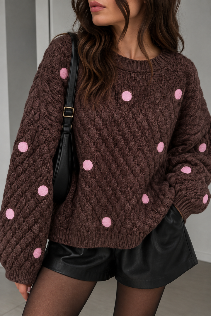 PUNKTE CHUNKY STRICKPULLOVER - beige