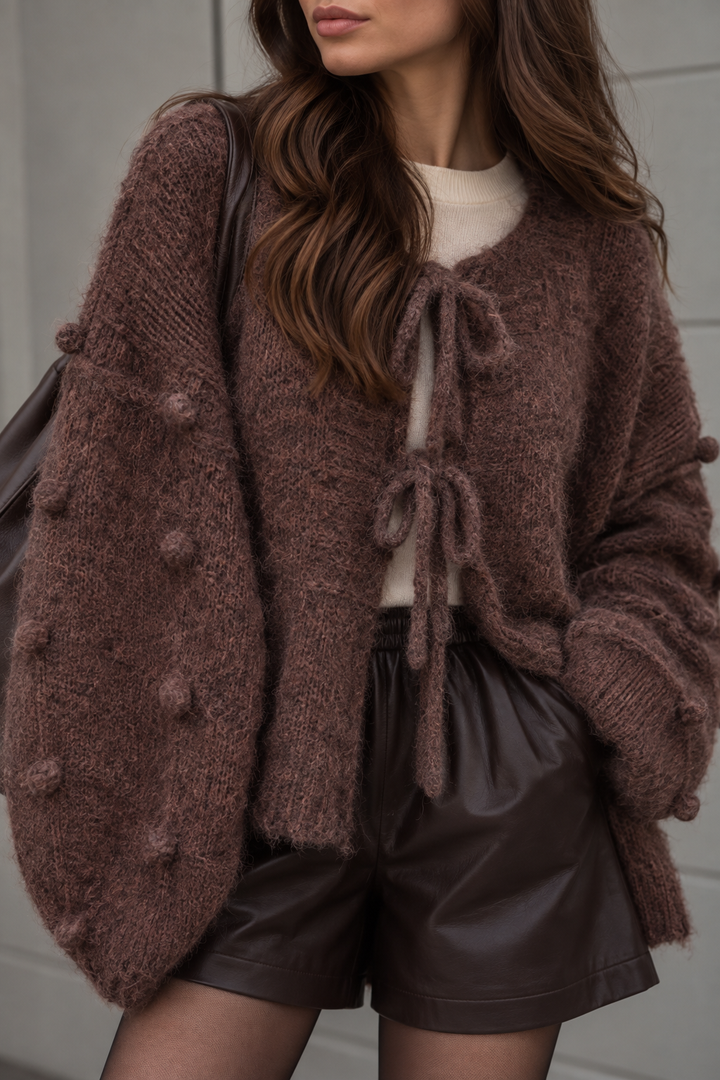 STRICKJACKE NESSA mit Schleifen - versch. Farben