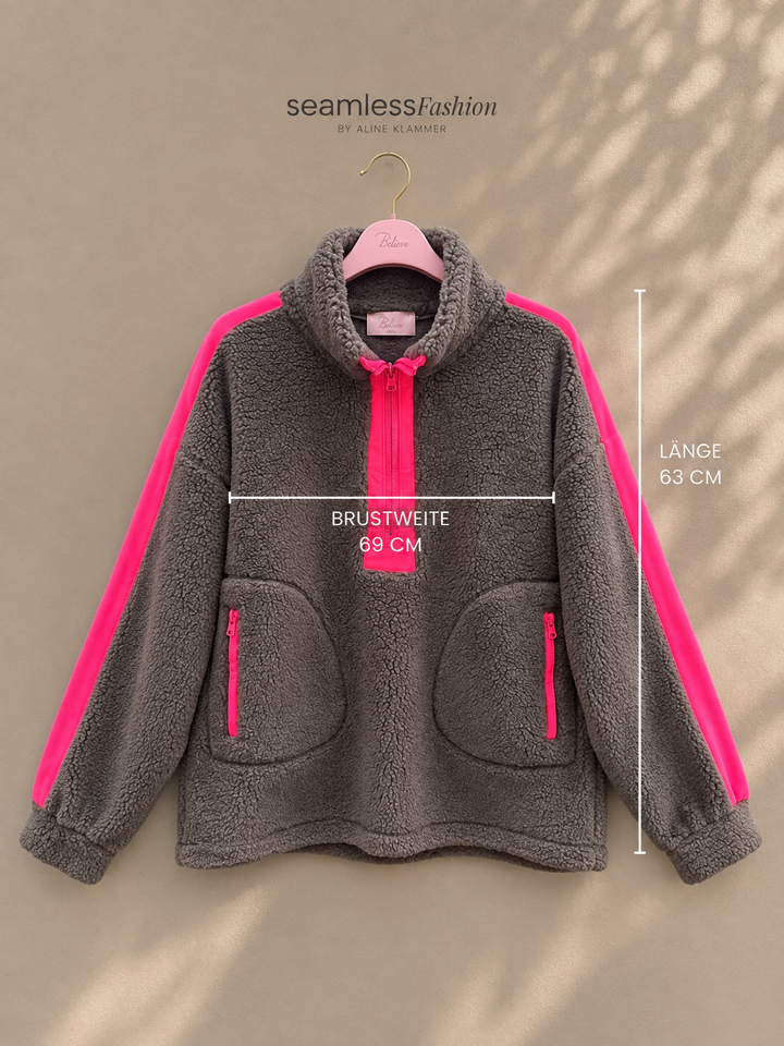 TEDDY SWEATSHIRT mit Stehkragen - Schlamm