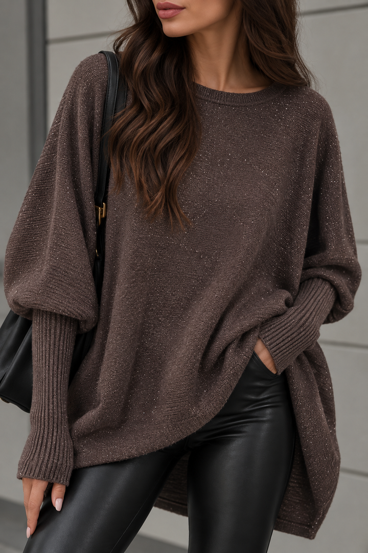OVERSIZE BASIC PULLOVER mit Glitzer - versch. Farben