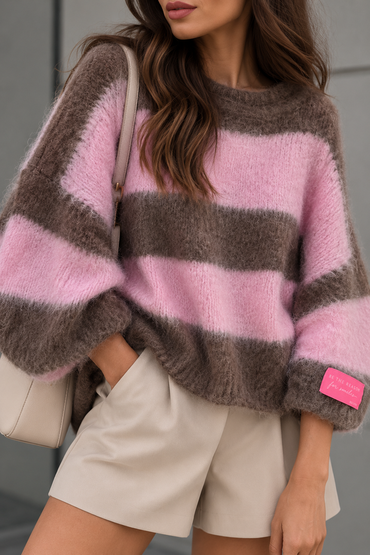 COZY STRIPE STRICKPULLOVER mit 3/4 Arm - versch. Farben