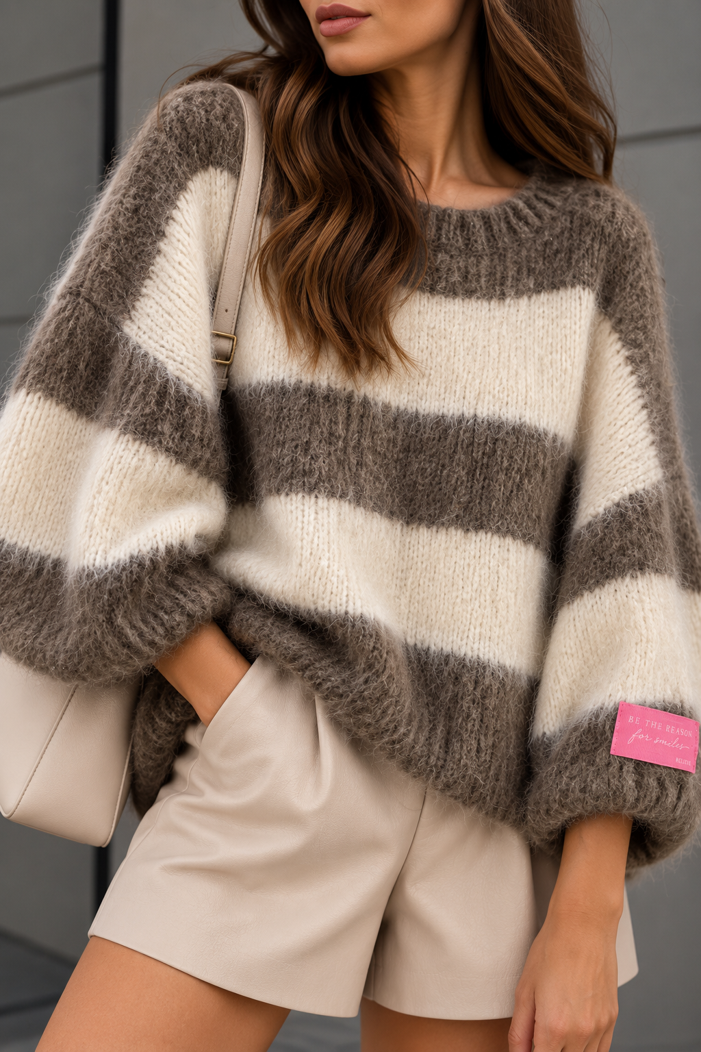 COZY STRIPE STRICKPULLOVER mit 3/4 Arm - versch. Farben