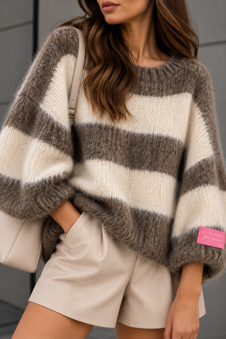 COZY STRIPE STRICKPULLOVER mit 3/4 Arm - versch. Farben