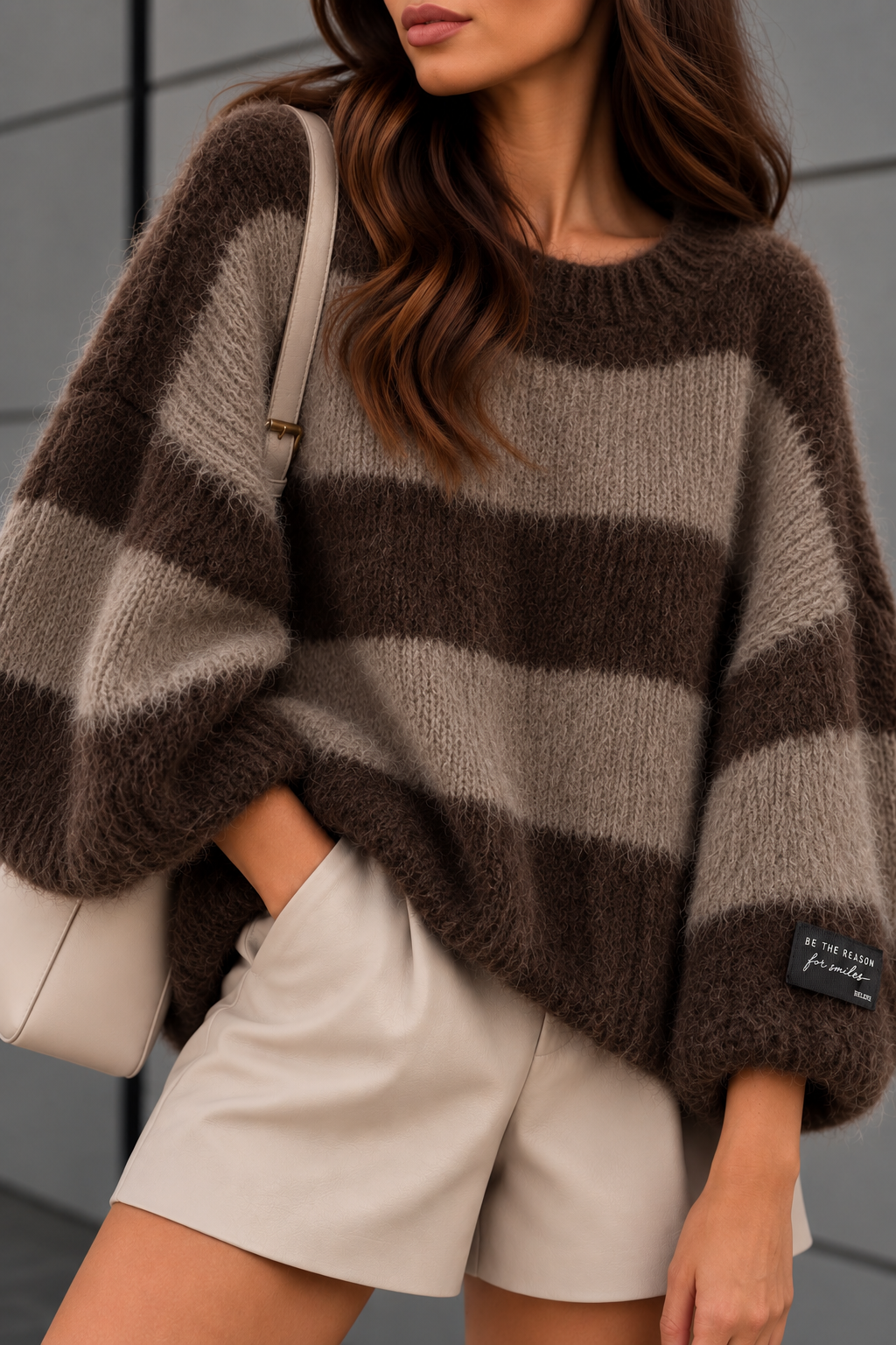 COZY STRIPE STRICKPULLOVER mit 3/4 Arm - versch. Farben