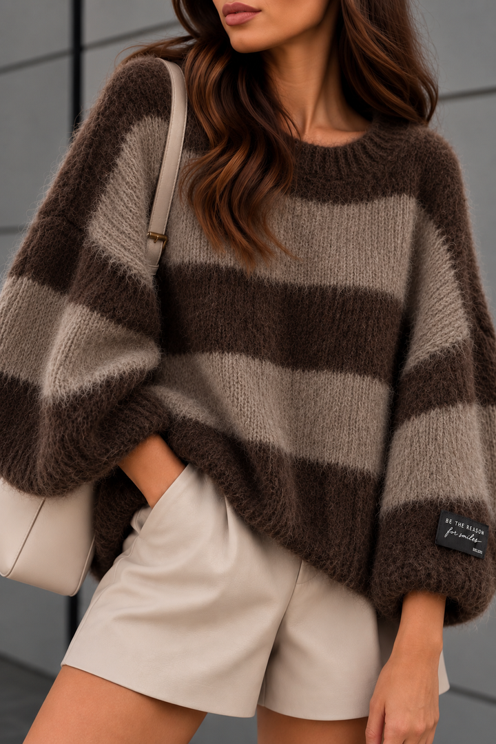 COZY STRIPE STRICKPULLOVER mit 3/4 Arm - versch. Farben