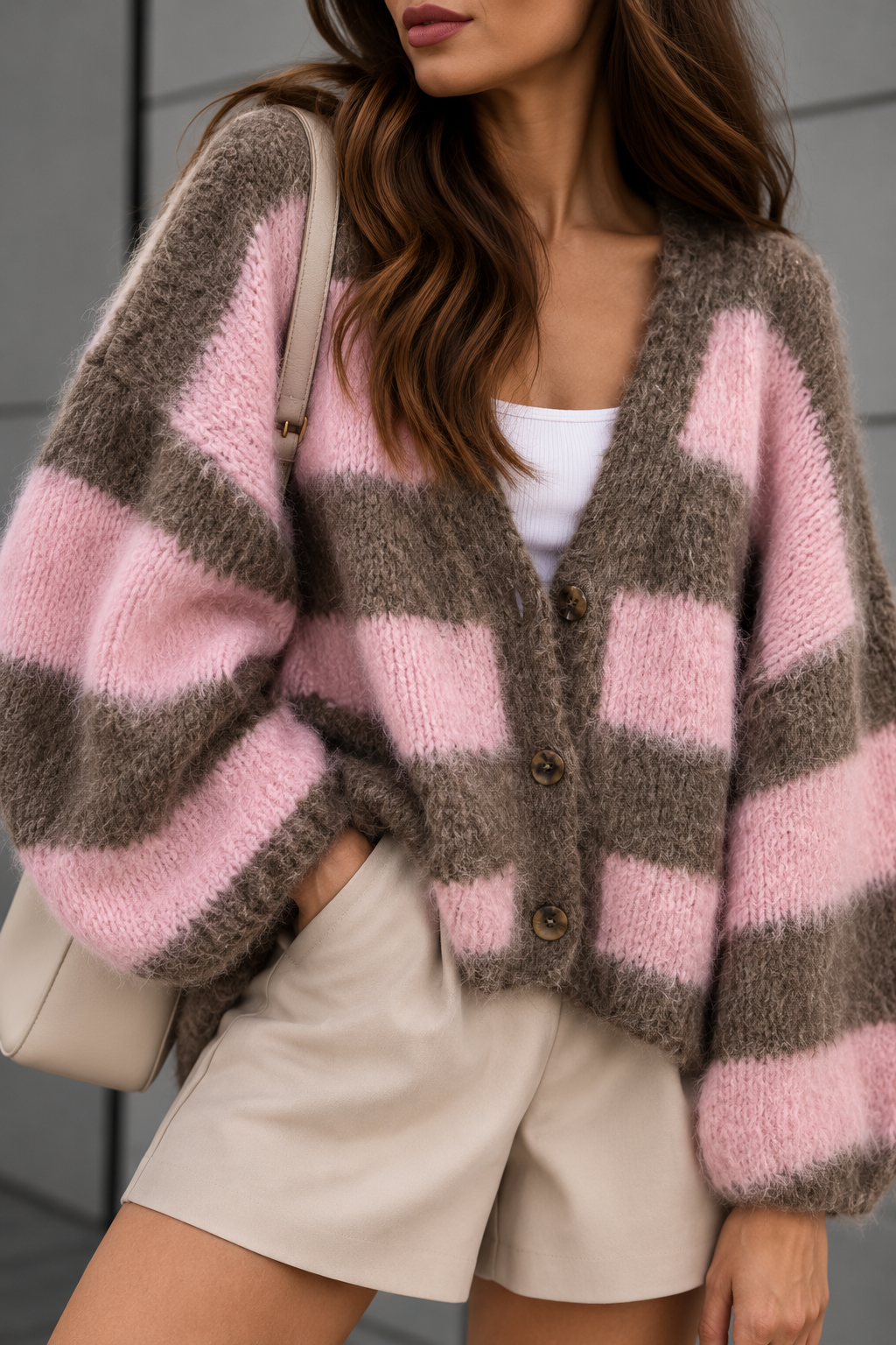 COZY STRIPE STRICKJACKE mit Knöpfen - versch. Farben