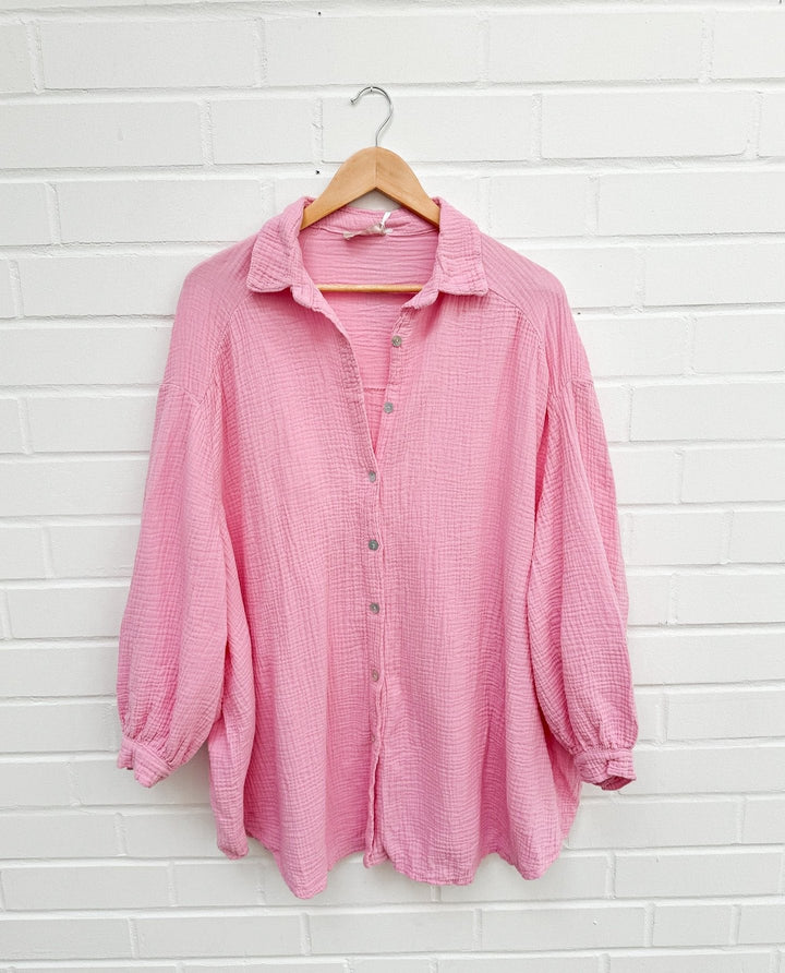LANGE OVERSIZE MUSSELIN BLUSE - versch. Farben