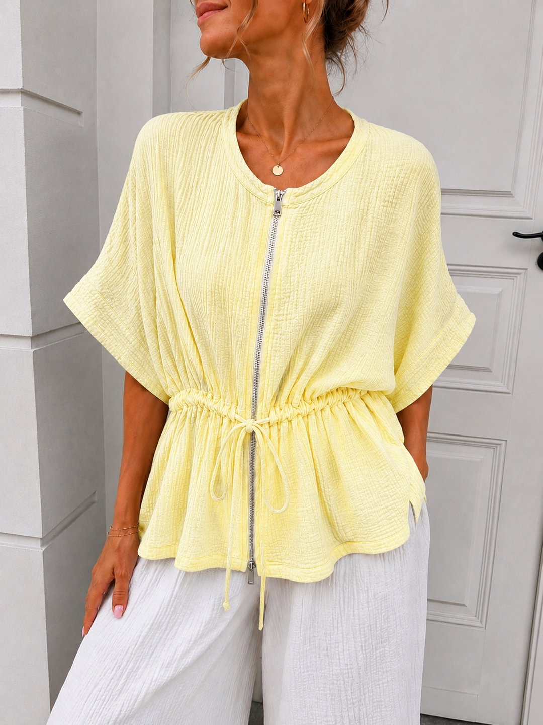 KURZARM MUSSELIN JACKE - versch. Farben