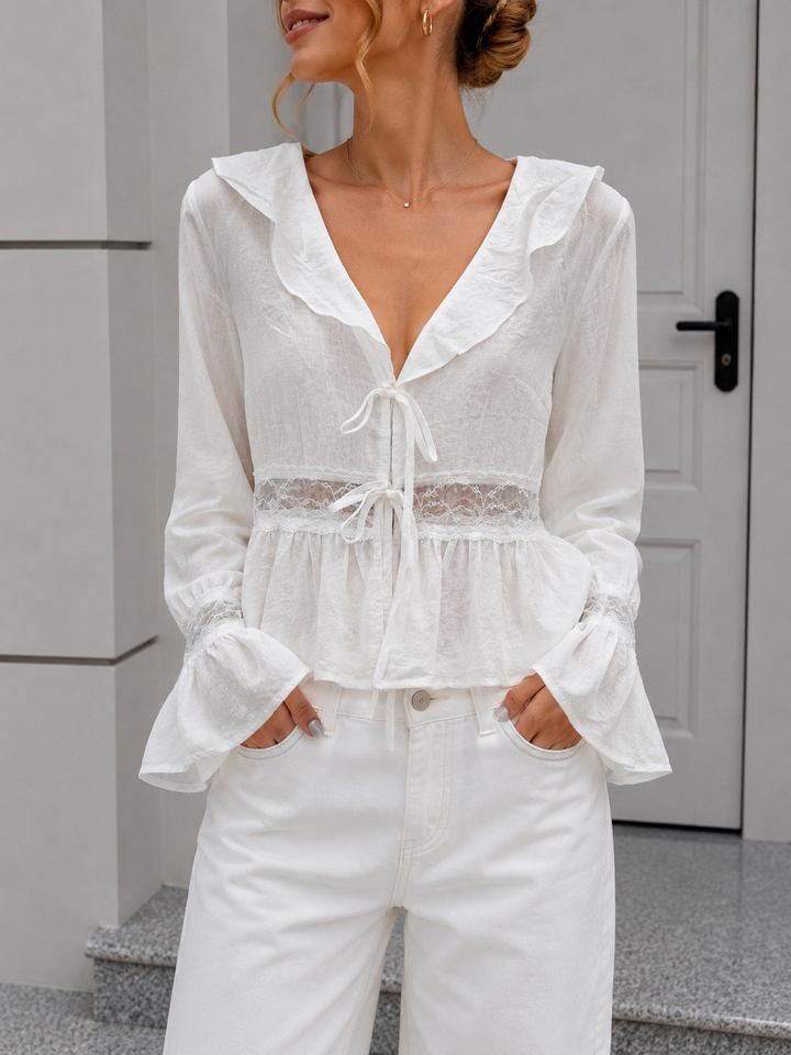 LANGARM BLUSE ZUM BINDEN JENNY -  versch. Farben