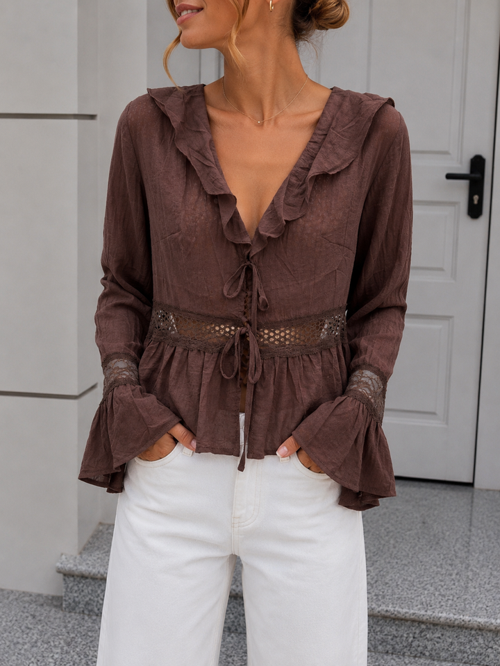 LANGARM BLUSE ZUM BINDEN JENNY -  versch. Farben