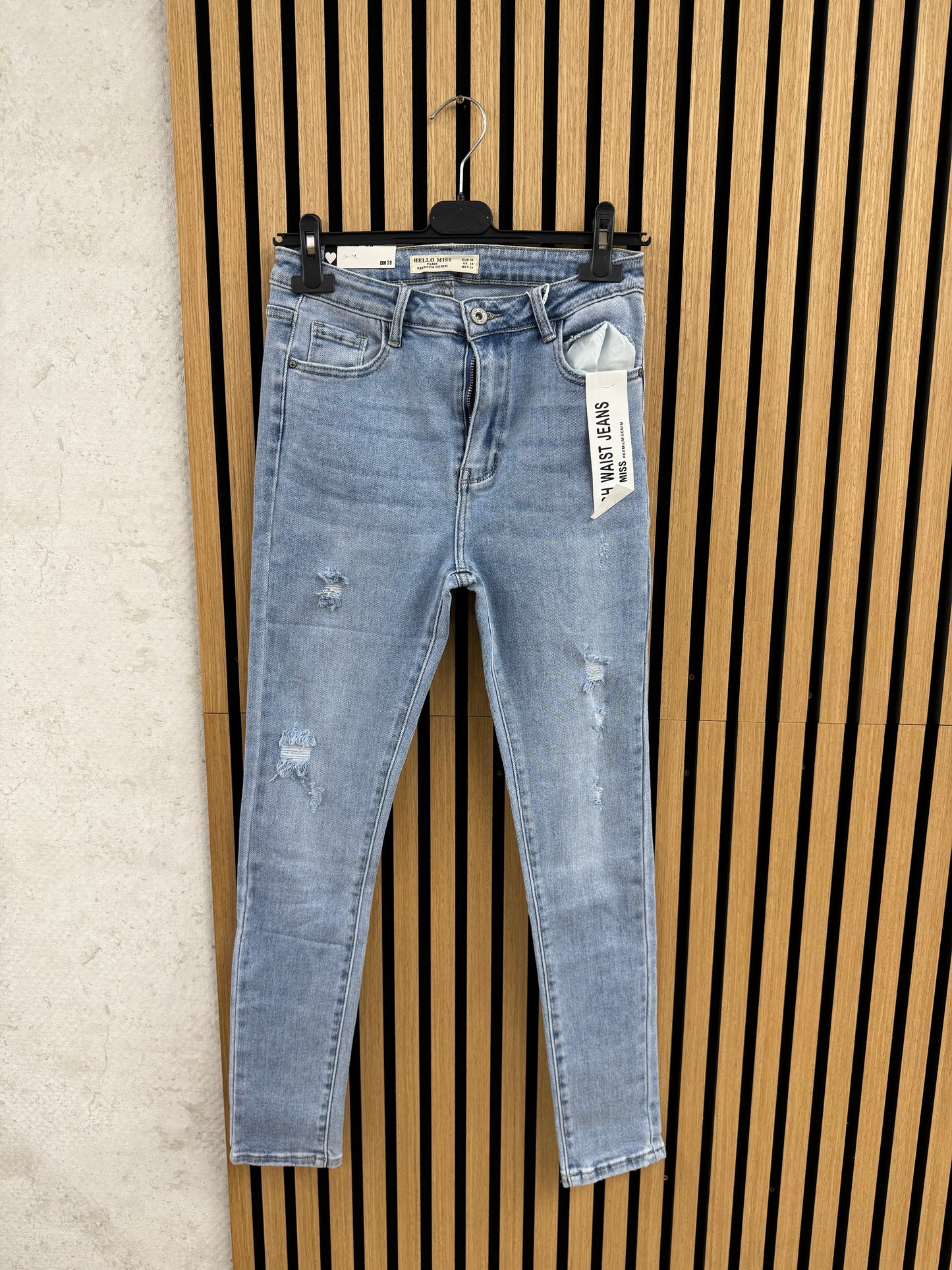 LIGHT BLUE SKINNY DESTROYED JEANS - GR. 38