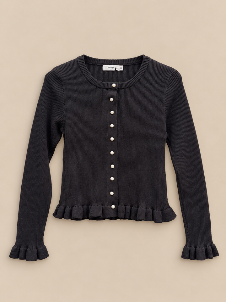 STRICKJACKE PERLA mit Rüschen - beere