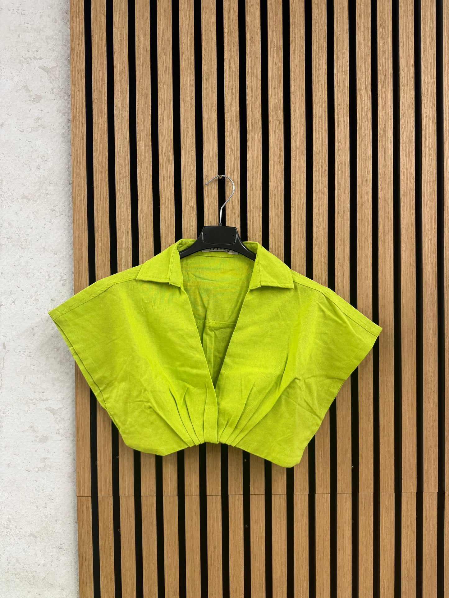 CROP BLUSE MIT KRAGEN - grün