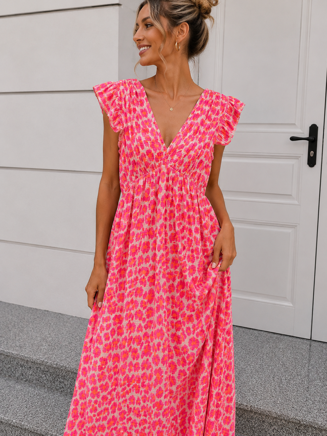 LANGES LEO MUSSELIN KLEID KATE - versch. Farben