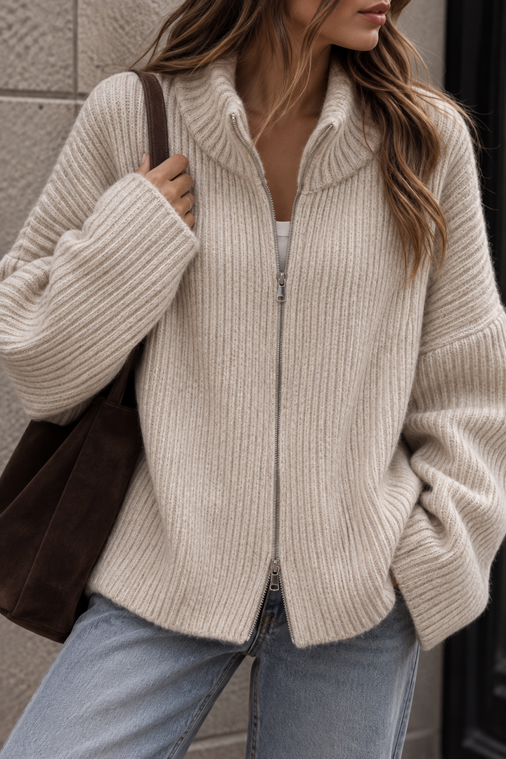 BASIC ZIPPER STRICKJACKE - versch. Farben